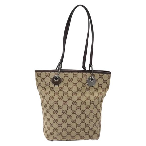 GUCCI GG Canvas Tote Bag Beige Silver - Picture 2 of 16